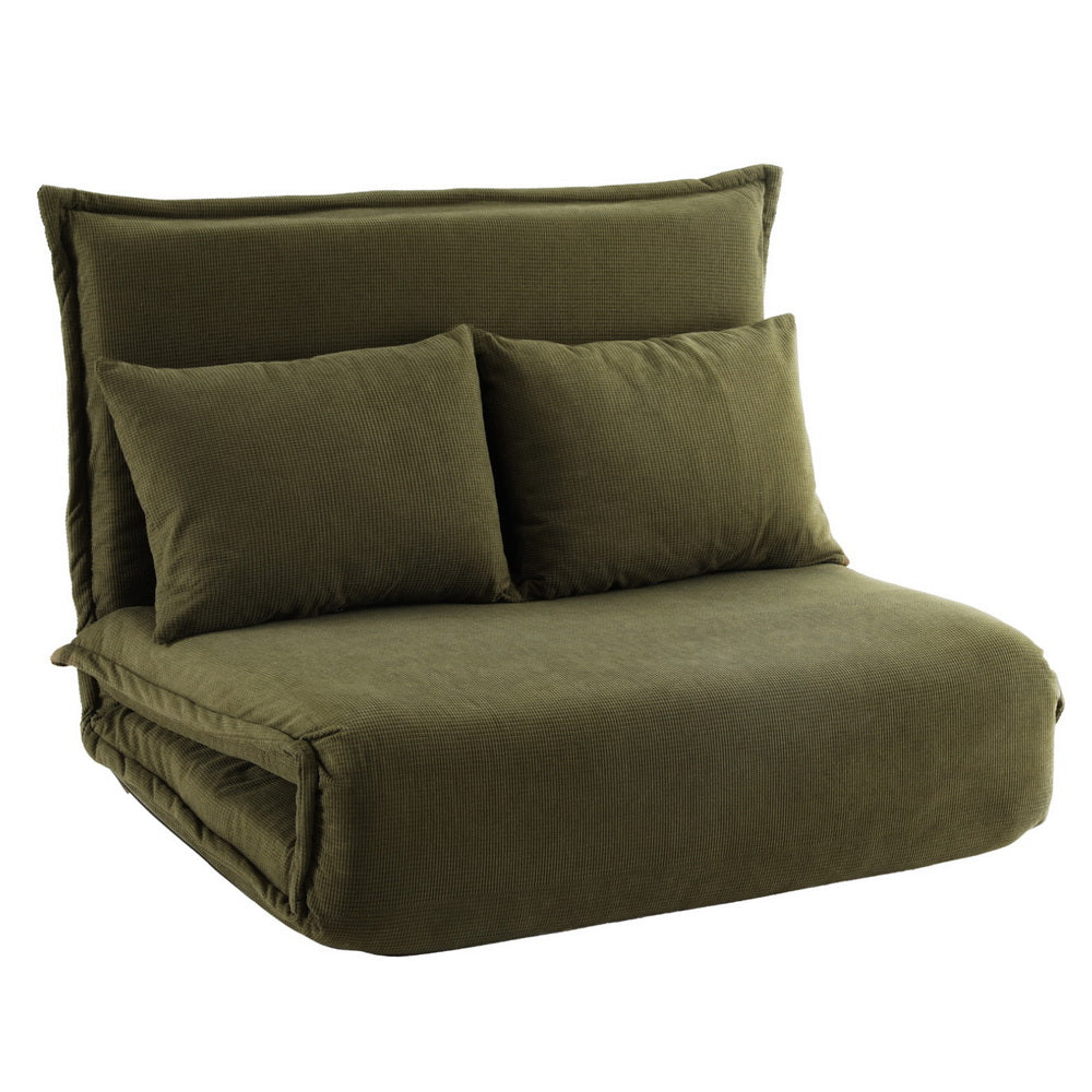 Artiss Floor Lounge Sofa Bed Foldable 2 Seater Green-Furniture &gt; Bar Stools &amp; Chairs &gt; Arm Chairs &amp; Recliners-PEROZ Accessories