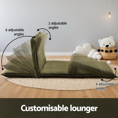 Artiss Floor Lounge Sofa Bed Foldable 2 Seater Green-Furniture &gt; Bar Stools &amp; Chairs &gt; Arm Chairs &amp; Recliners-PEROZ Accessories