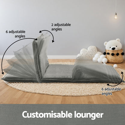 Artiss Floor Lounge Sofa Bed Foldable 2 Seater Grey-Furniture &gt; Bar Stools &amp; Chairs &gt; Arm Chairs &amp; Recliners-PEROZ Accessories