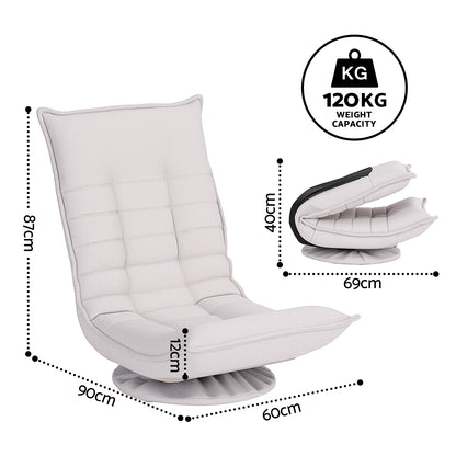 Artiss Swivel Floor Chair 5 Adjustable Foldable Lounge Seat Floor Sofa Chair Grey-Furniture > Bar Stools &amp; Chairs > Arm Chairs &amp; Recliners-PEROZ Accessories