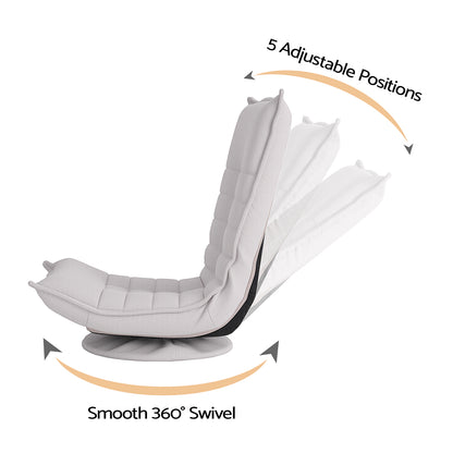 Artiss Swivel Floor Chair 5 Adjustable Foldable Lounge Seat Floor Sofa Chair Grey-Furniture > Bar Stools &amp; Chairs > Arm Chairs &amp; Recliners-PEROZ Accessories