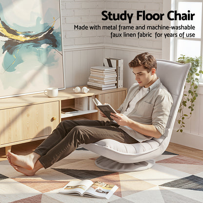 Artiss Swivel Floor Chair 5 Adjustable Foldable Lounge Seat Floor Sofa Chair Grey-Furniture > Bar Stools &amp; Chairs > Arm Chairs &amp; Recliners-PEROZ Accessories