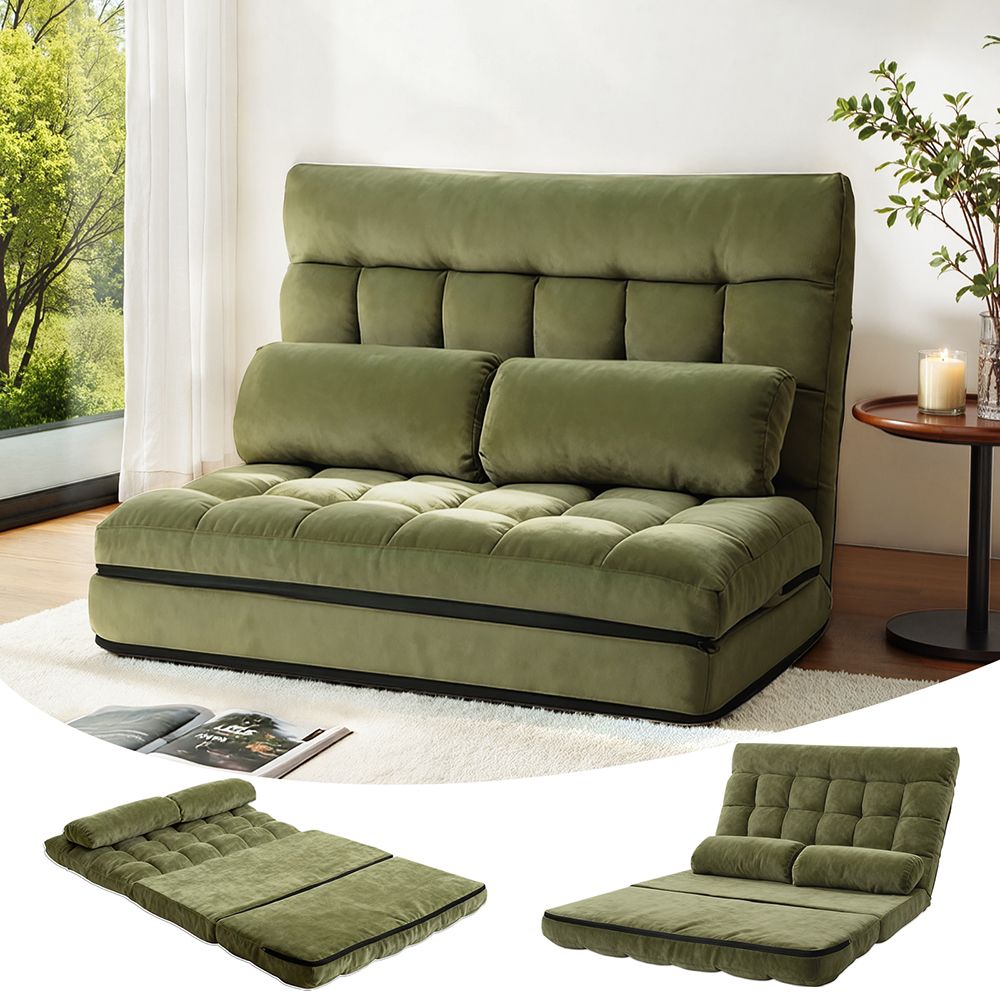 ArtissLounge Sofa Bed 2 seater Green Fabric-Furniture > Bar Stools &amp; Chairs > Arm Chairs &amp; Recliners-PEROZ Accessories