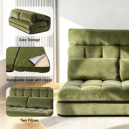 ArtissLounge Sofa Bed 2 seater Green Fabric-Furniture > Bar Stools &amp; Chairs > Arm Chairs &amp; Recliners-PEROZ Accessories