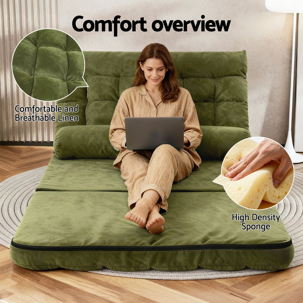 ArtissLounge Sofa Bed 2 seater Green Fabric-Furniture &gt; Bar Stools &amp; Chairs &gt; Arm Chairs &amp; Recliners-PEROZ Accessories