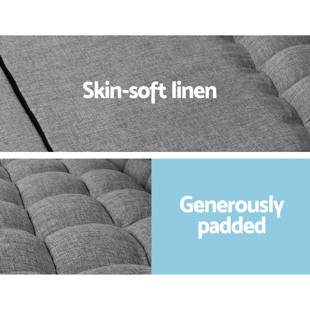 Artiss Lounge Sofa Bed 2-seater Grey Fabric-Furniture &gt; Living Room-PEROZ Accessories