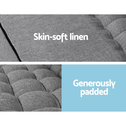 Artiss Lounge Sofa Bed 2-seater Grey Fabric-Furniture &gt; Living Room-PEROZ Accessories