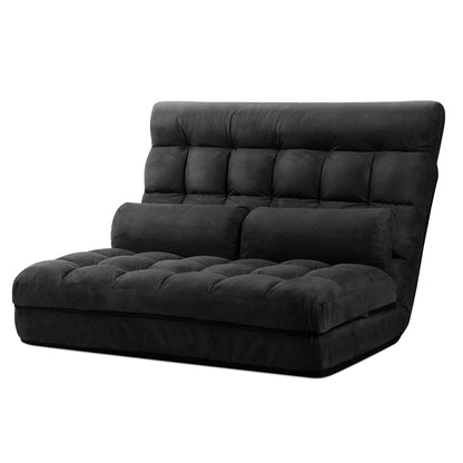 Artiss Lounge Sofa Bed 2-seater Charcoal Suede-Furniture &gt; Living Room-PEROZ Accessories