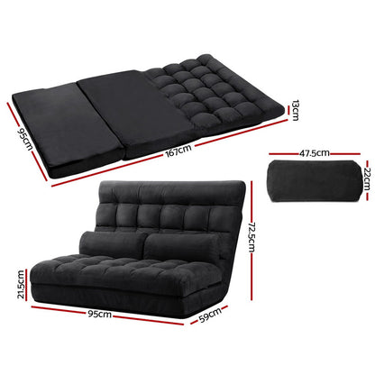 Artiss Lounge Sofa Bed 2-seater Charcoal Suede-Furniture &gt; Living Room-PEROZ Accessories