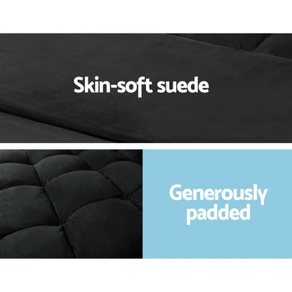 Artiss Lounge Sofa Bed 2-seater Charcoal Suede-Furniture &gt; Living Room-PEROZ Accessories