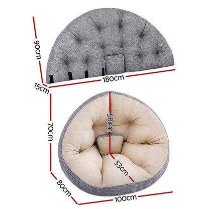 Artiss Floor Lounge Sofa Bed Chair Foldable Washable Beige-Furniture > Bar Stools &amp; Chairs > Arm Chairs &amp; Recliners-PEROZ Accessories