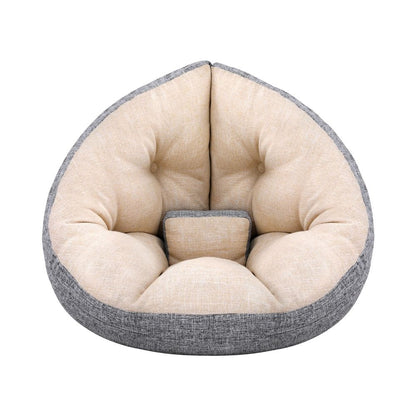 Artiss Floor Lounge Sofa Bed Chair Foldable Washable Beige-Furniture > Bar Stools &amp; Chairs > Arm Chairs &amp; Recliners-PEROZ Accessories