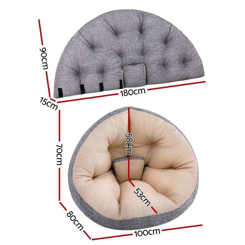 Artiss Floor Lounge Sofa Bed Chair Foldable Washable Beige-Furniture &gt; Bar Stools &amp; Chairs &gt; Arm Chairs &amp; Recliners-PEROZ Accessories