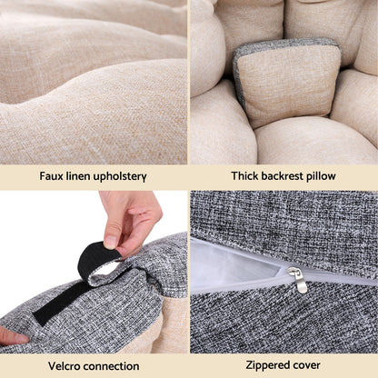 Artiss Floor Lounge Sofa Bed Chair Foldable Washable Beige-Furniture &gt; Bar Stools &amp; Chairs &gt; Arm Chairs &amp; Recliners-PEROZ Accessories
