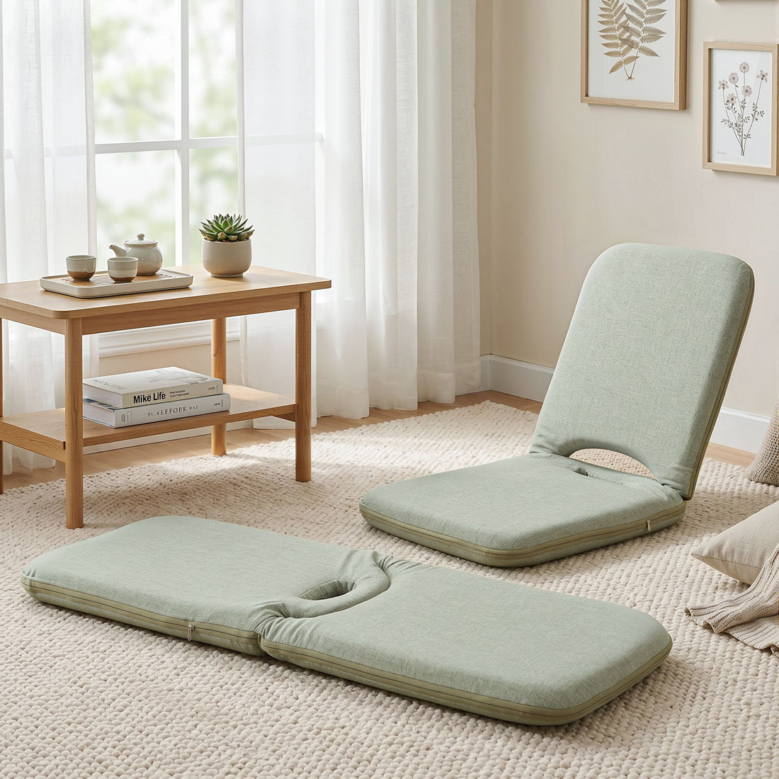 Artiss Floor Chair 5 Position Adjustable Green Lazy Sofa for Living Room Bedroom-Furniture > Bar Stools &amp; Chairs > Arm Chairs &amp; Recliners-PEROZ Accessories
