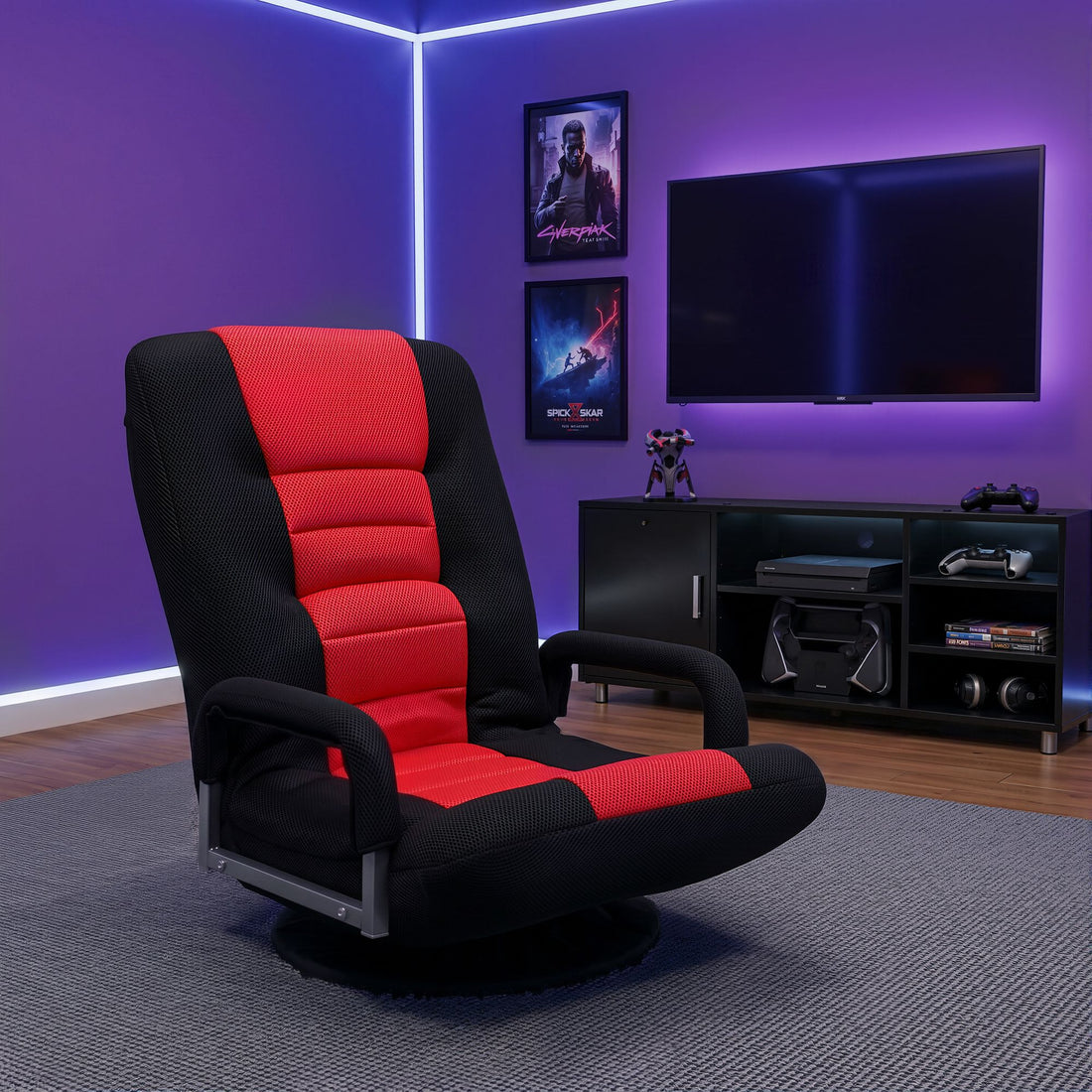 Artiss Floor Gaming Chair with 360 Swivel, 6-Position Backrest for Gaming-Furniture > Bar Stools &amp; Chairs > Gaming Chairs-PEROZ Accessories