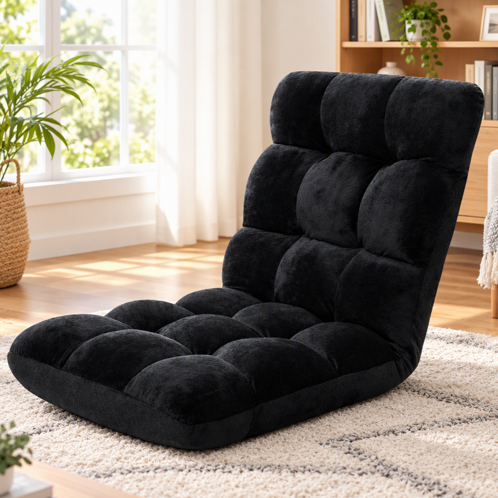 Artiss Lounge Sofa Bed Flannel Fabric Black-Furniture > Living Room-PEROZ Accessories