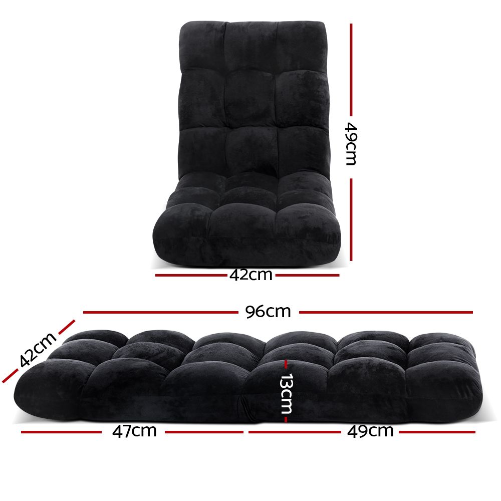 Artiss Lounge Sofa Bed Flannel Fabric Black-Furniture > Living Room-PEROZ Accessories