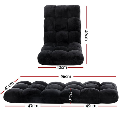 Artiss 4X Lounge Sofa Bed Flannel Fabric Black-Furniture &gt; Bar Stools &amp; Chairs &gt; Arm Chairs &amp; Recliners-PEROZ Accessories