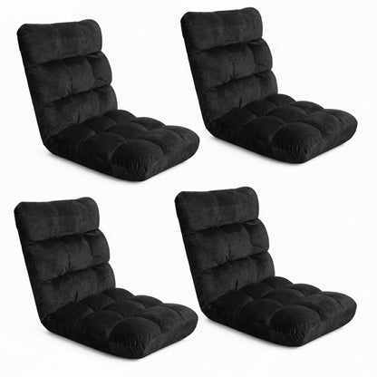 Artiss 4X Lounge Sofa Bed Flannel Fabric Black-Furniture &gt; Bar Stools &amp; Chairs &gt; Arm Chairs &amp; Recliners-PEROZ Accessories
