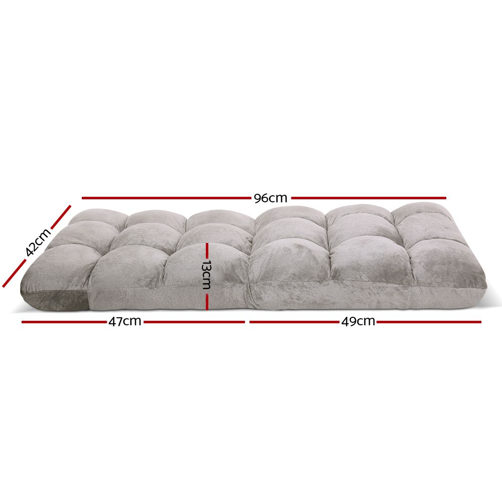 Artiss Lounge Sofa Bed Flannel Fabric Grey-Furniture > Living Room-PEROZ Accessories