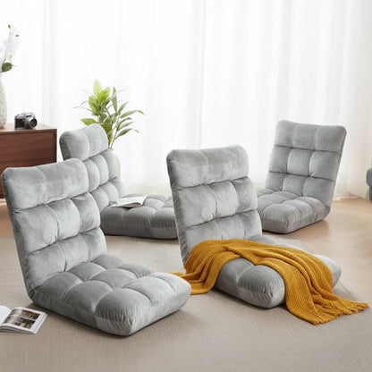Artiss 4X Lounge Sofa Bed Flannel Fabric Grey-Furniture &gt; Bar Stools &amp; Chairs &gt; Arm Chairs &amp; Recliners-PEROZ Accessories