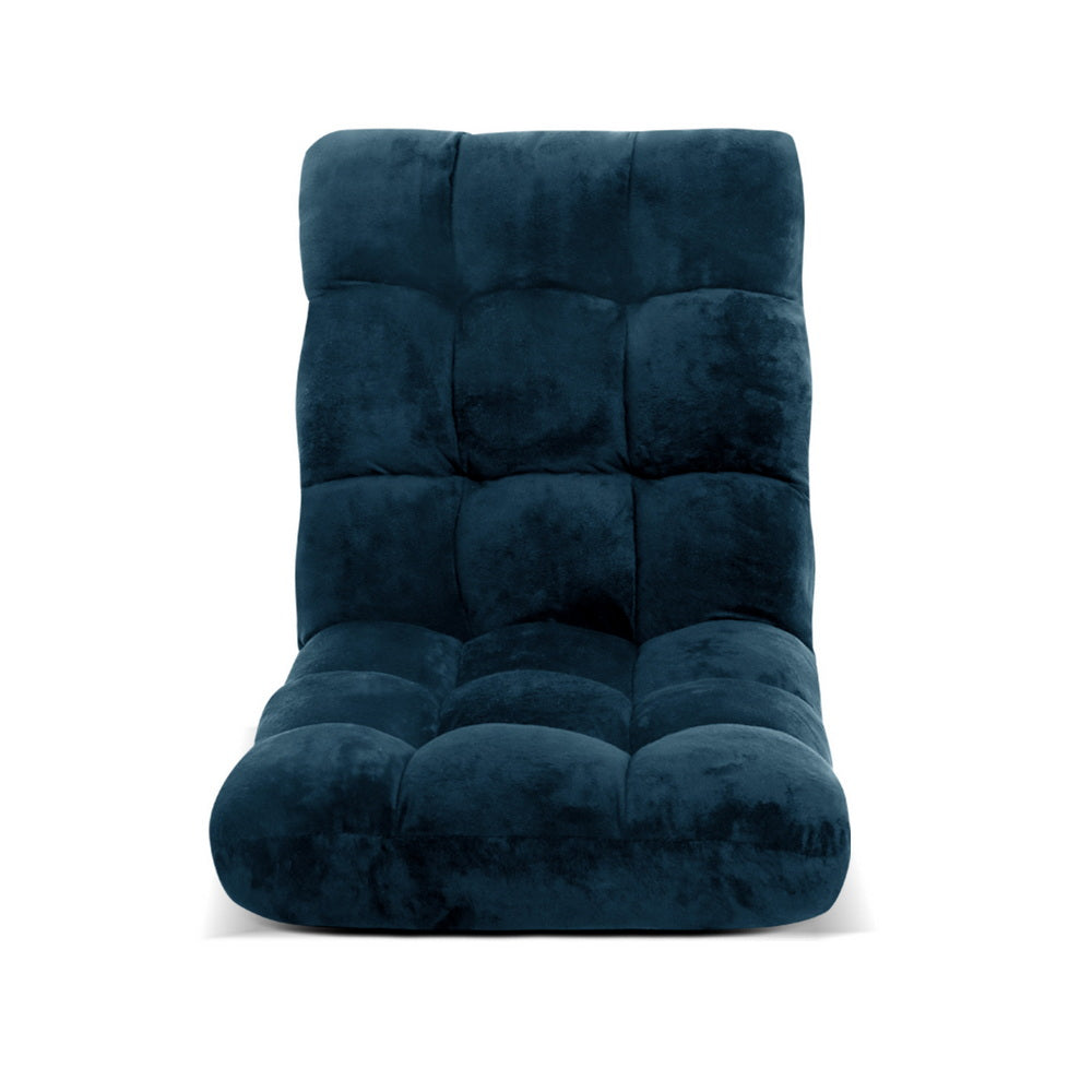 Artiss Floor Lounge Sofa Bed Flannel Fabric Navy-Furniture &gt; Bar Stools &amp; Chairs &gt; Arm Chairs &amp; Recliners-PEROZ Accessories