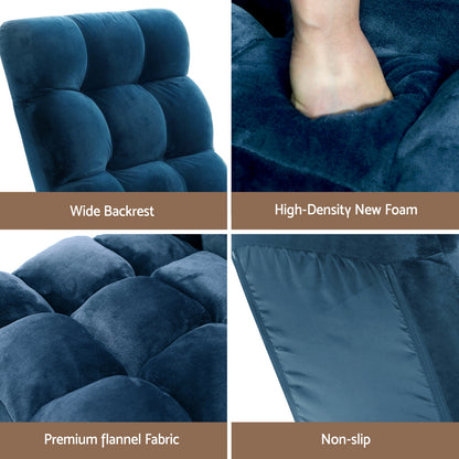 Artiss 2PCS Floor Lounge Sofa Bed Flannel Fabric Navy-Furniture > Bar Stools &amp; Chairs > Arm Chairs &amp; Recliners-PEROZ Accessories