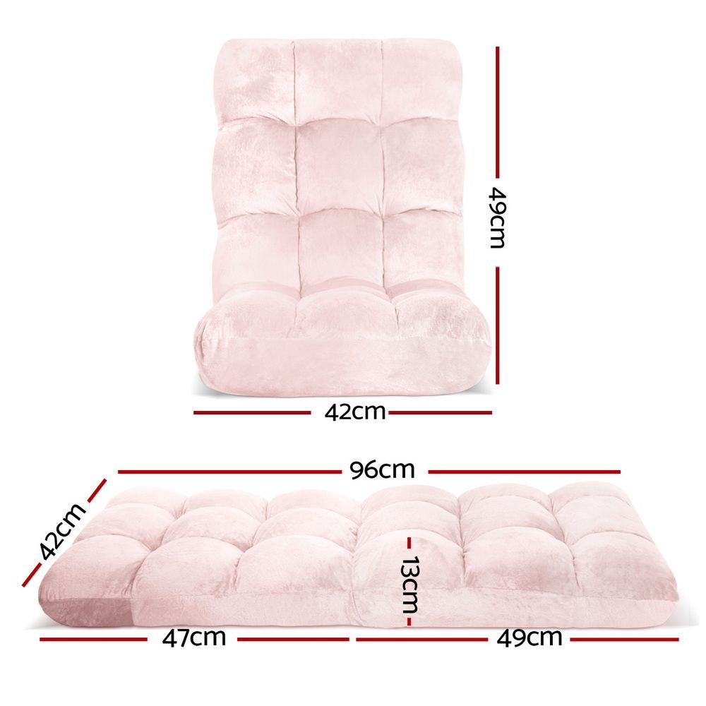 Artiss Floor Lounge Sofa Bed Flannel Fabric Pink-Furniture > Bar Stools &amp; Chairs > Arm Chairs &amp; Recliners-PEROZ Accessories