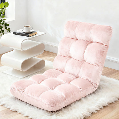 Artiss Floor Lounge Sofa Bed Flannel Fabric Pink-Furniture &gt; Bar Stools &amp; Chairs &gt; Arm Chairs &amp; Recliners-PEROZ Accessories