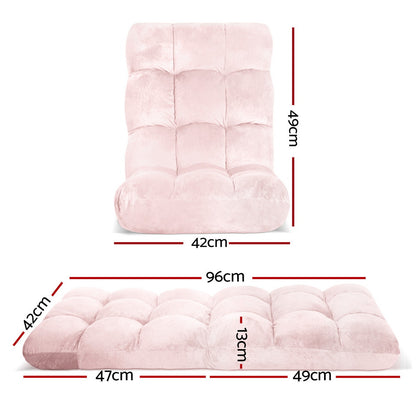 Artiss Floor Lounge Sofa Bed Flannel Fabric Pink-Furniture &gt; Bar Stools &amp; Chairs &gt; Arm Chairs &amp; Recliners-PEROZ Accessories