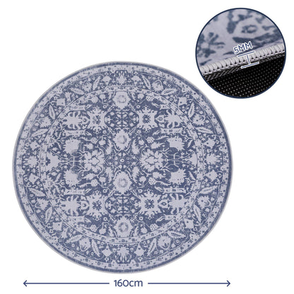 Artiss 120 cm Roung Rugs for Living Room Pad-Free Dense Dot Backing Stops Slipping &amp; Robot Vacuum Friendly, Vintage Carpet for Reading Nook Dining Area, 100% Polyester Washable-Home &amp; Garden > Rugs > Round Rugs-PEROZ Accessories
