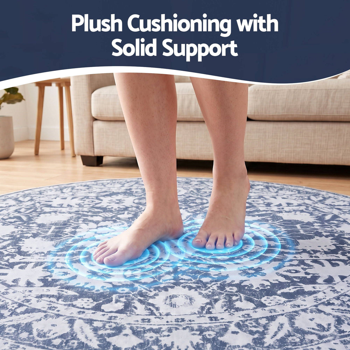 Artiss 120 cm Roung Rugs for Living Room Pad-Free Dense Dot Backing Stops Slipping &amp; Robot Vacuum Friendly, Vintage Carpet for Reading Nook Dining Area, 100% Polyester Washable-Home &amp; Garden > Rugs > Round Rugs-PEROZ Accessories