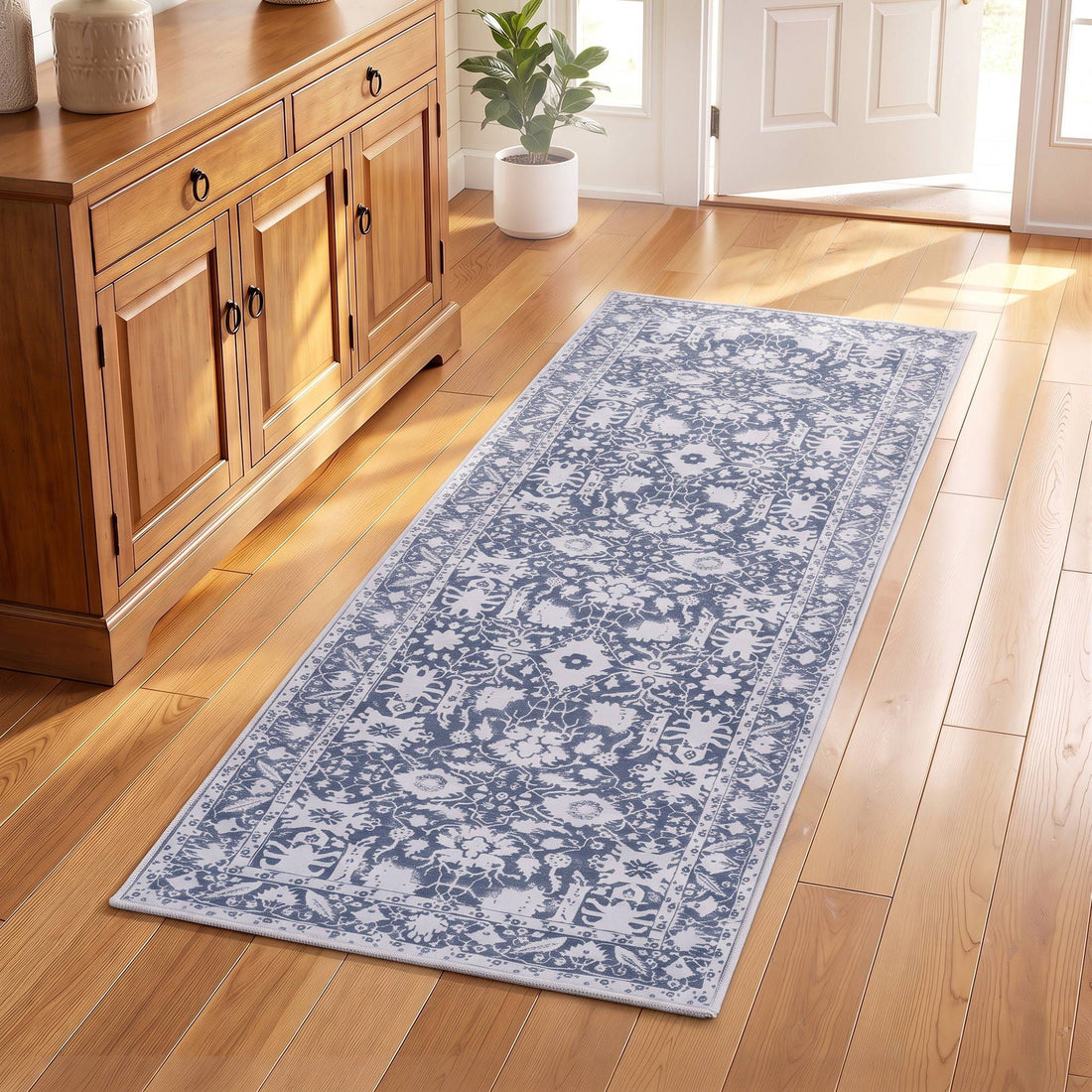 Artiss 60 x 180 cm Runner Rugs for Hallway Bedroom Pad-Free Dense Dot Backing Stops Slipping &amp; Robot Vacuum Friendly, Vintage Carpet for Reading Nook Dining Area, 100% Polyester Washable-Home &amp; Garden > Rugs > Round Rugs-PEROZ Accessories