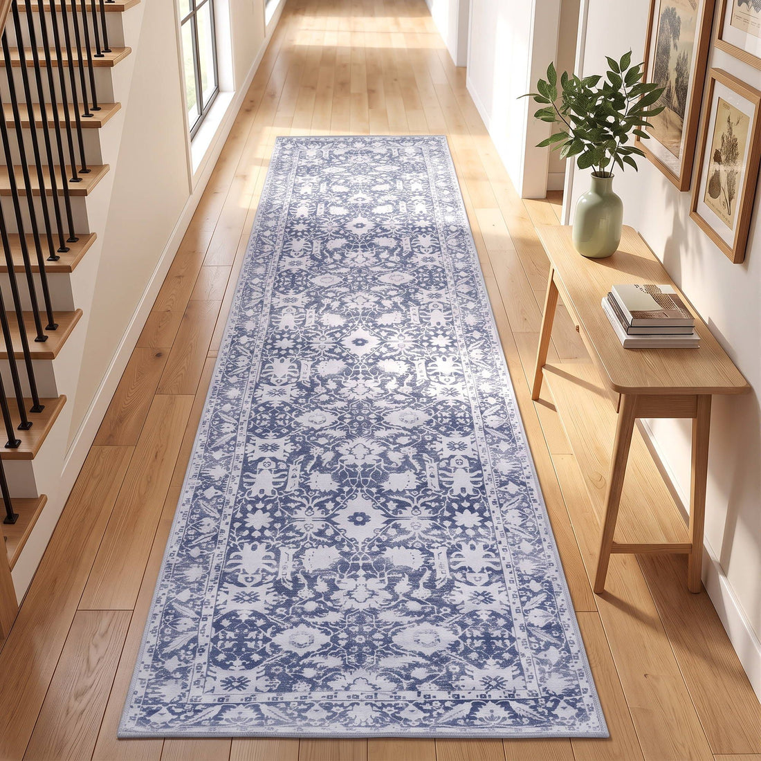 Artiss 60 x 300 cm Runner Rugs for Hallway Bedroom Pad-Free Dense Dot Backing Stops Slipping &amp; Robot Vacuum Friendly, Vintage Carpet for Reading Nook Dining Area, 100% Polyester Washable-Home &amp; Garden > Rugs > Round Rugs-PEROZ Accessories
