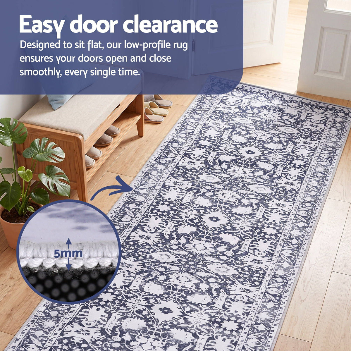 Artiss 60 x 300 cm Runner Rugs for Hallway Bedroom Pad-Free Dense Dot Backing Stops Slipping &amp; Robot Vacuum Friendly, Vintage Carpet for Reading Nook Dining Area, 100% Polyester Washable