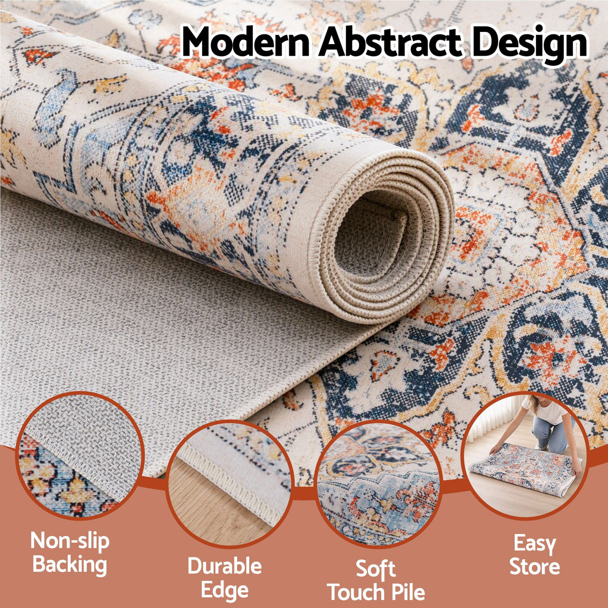 Artiss 60 x 120 cm Runner Rugs For Living Room No Heavy Rubber Crease-Free Foldable Design For Kitchen Entryway And Bedroom 100% Polyester Water-repellent Resistant Non-Shedding-Home &amp; Garden > Rugs > Round Rugs-PEROZ Accessories