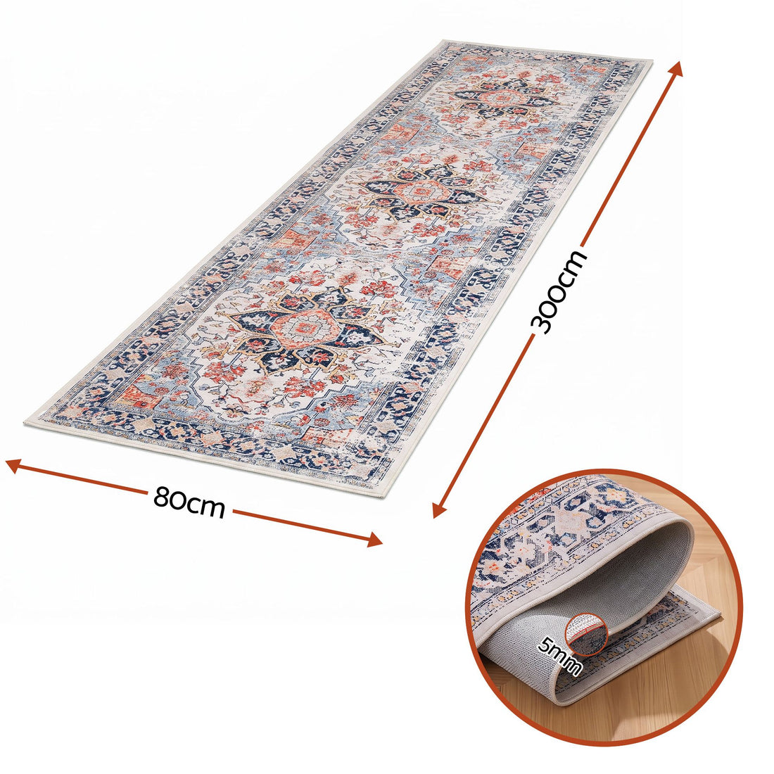 Artiss 80 x 300 cm Runner Rugs For Living Room No Heavy Rubber Crease-Free Foldable Design For Kitchen Entryway And Bedroom 100% Polyester Water-repellent Resistant Non-Shedding-Home &amp; Garden > Rugs > Round Rugs-PEROZ Accessories