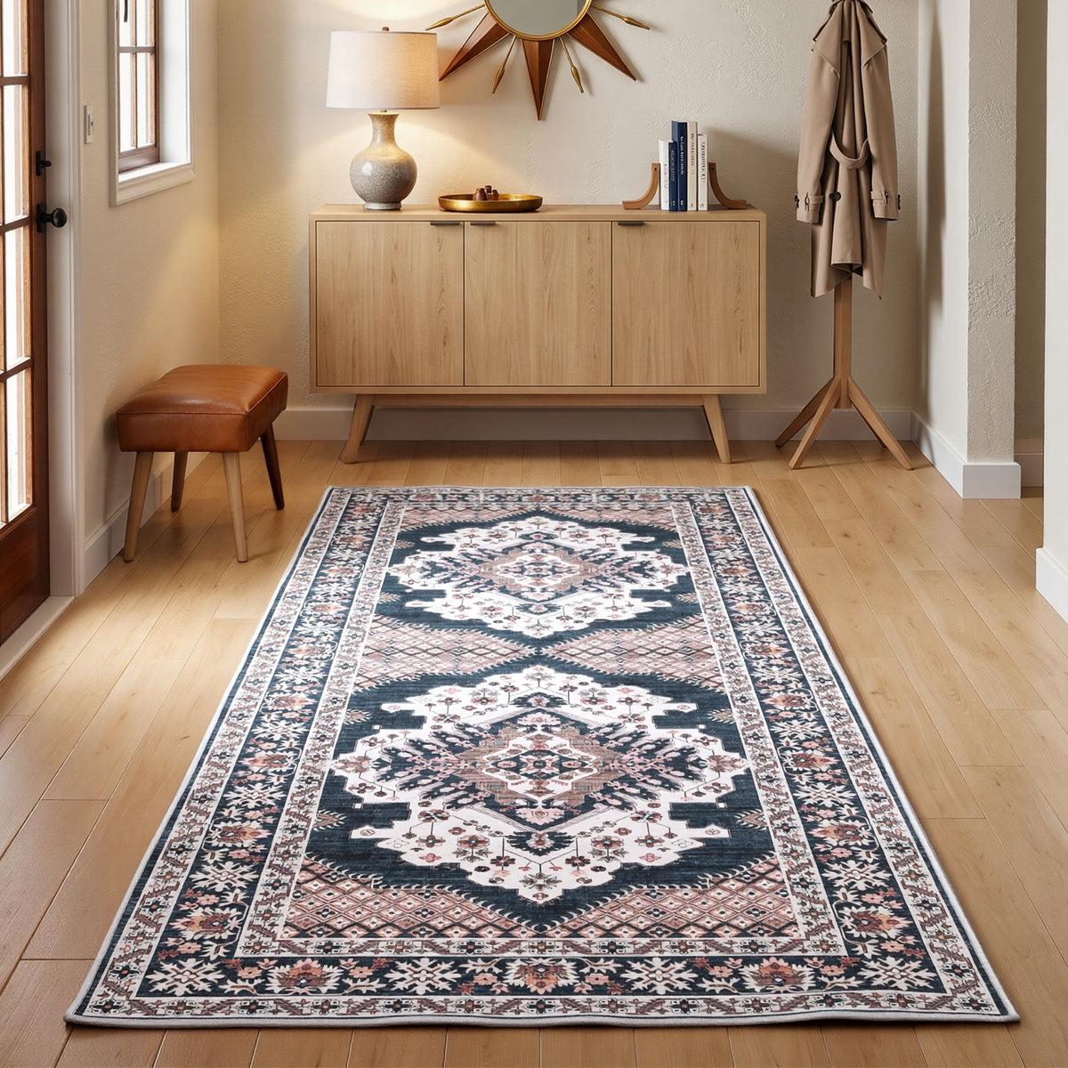 Artiss 80 x 180 cm Washable Runner Area Rug No Hard Glue Quilt-Like Soft for Home Decor, 0.5cm Ultra-Thin Pet Friendly Bohemian Medallion Bedroom Carpet