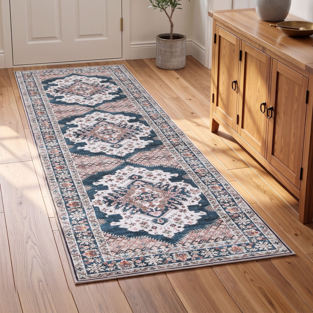 Artiss 80 x 300 cm Washable Runner Area Rug No Hard Glue Quilt-Like Soft for Home Decor, 0.5cm Ultra-Thin Pet Friendly Bohemian Medallion Bedroom Carpet-Home &amp; Garden > Rugs > Round Rugs-PEROZ Accessories