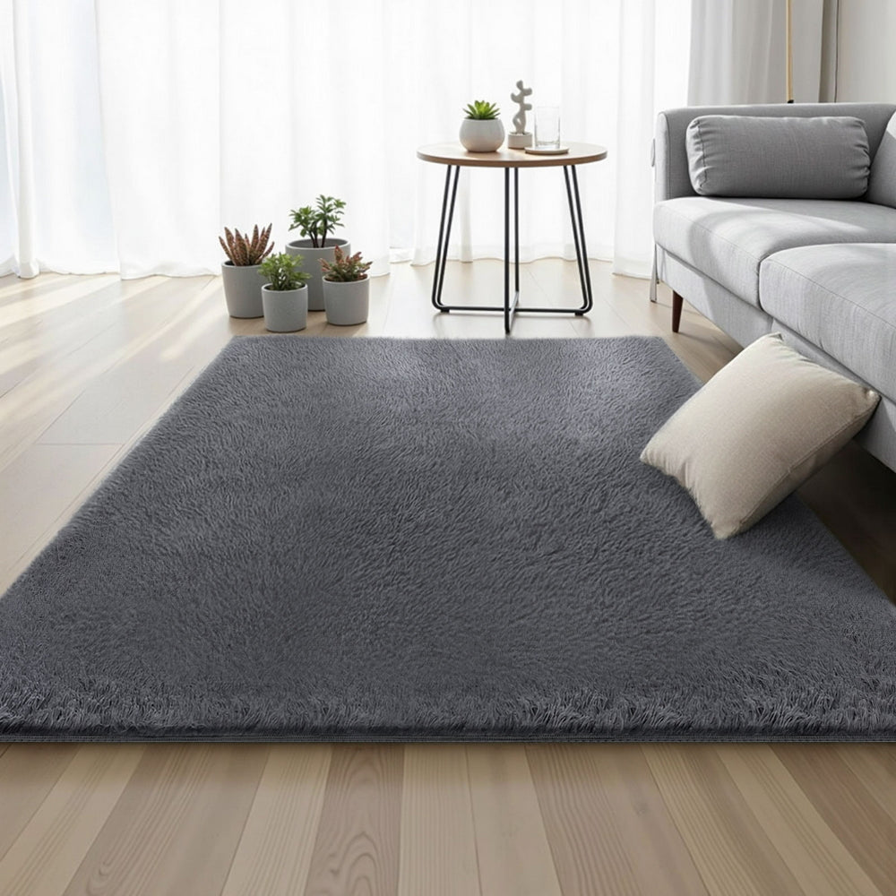 Artiss Floor Rug 140x200cm Plush Area Shaggy Rug Living Room Bedroom Carpet Grey-Home &amp; Garden &gt; Rugs &gt; Floor Rugs-PEROZ Accessories