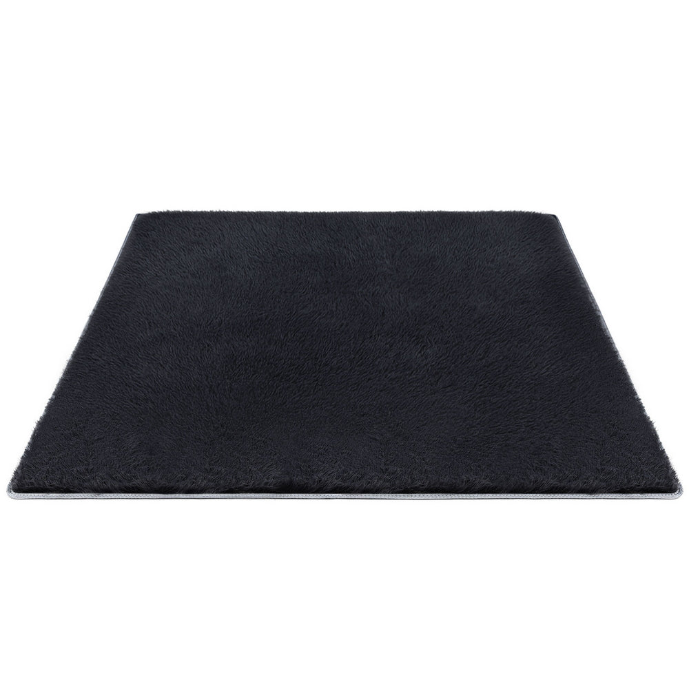 Artiss Floor Rug 160x230cm Plush Area Shaggy Rug Living Room Bedroom Carpet Black-Home &amp; Garden > Rugs > Floor Rugs-PEROZ Accessories