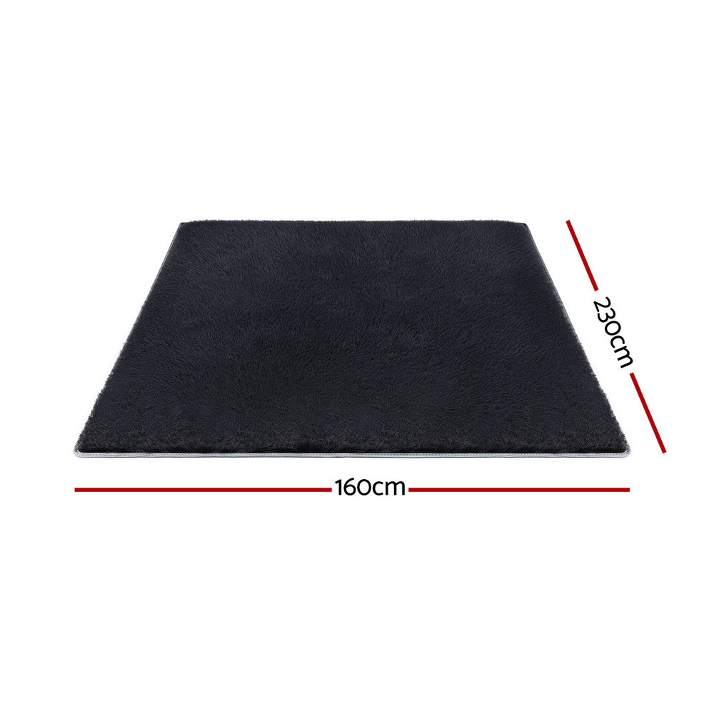 Artiss Floor Rug 160x230cm Plush Area Shaggy Rug Living Room Bedroom Carpet Black-Home &amp; Garden > Rugs > Floor Rugs-PEROZ Accessories
