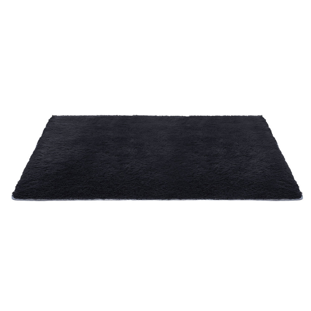 Artiss Floor Rug 160x230cm Plush Area Shaggy Rug Living Room Bedroom Carpet Black-Home &amp; Garden > Rugs > Floor Rugs-PEROZ Accessories