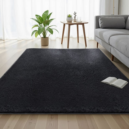 Artiss Floor Rug 160x230cm Plush Area Shaggy Rug Living Room Bedroom Carpet Black-Home &amp; Garden > Rugs > Floor Rugs-PEROZ Accessories