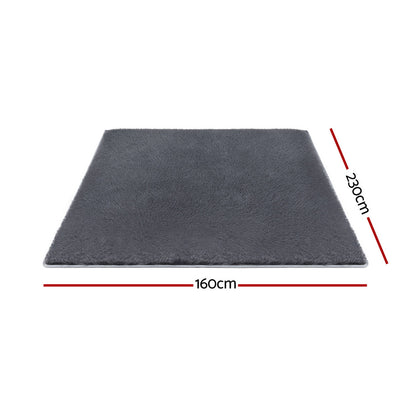 Artiss Floor Rug 160x230cm Plush Area Shaggy Rug Living Room Bedroom Carpet Grey-Home &amp; Garden &gt; Rugs &gt; Floor Rugs-PEROZ Accessories