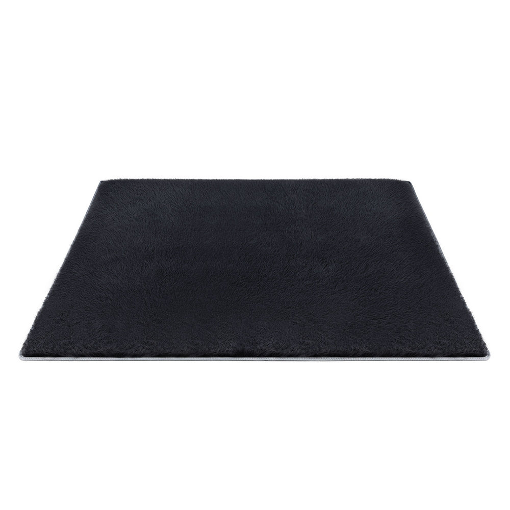 Artiss Floor Rug 200x230cm Plush Area Shaggy Rug Living Room Bedroom Carpet Black-Home &amp; Garden > Rugs > Floor Rugs-PEROZ Accessories