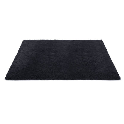Artiss Floor Rug 200x230cm Plush Area Shaggy Rug Living Room Bedroom Carpet Black-Home &amp; Garden > Rugs > Floor Rugs-PEROZ Accessories