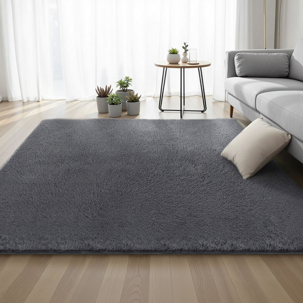 Artiss Floor Rug 200x230cm Plush Area Shaggy Rug Living Room Bedroom Carpet Grey-Home &amp; Garden &gt; Rugs &gt; Floor Rugs-PEROZ Accessories