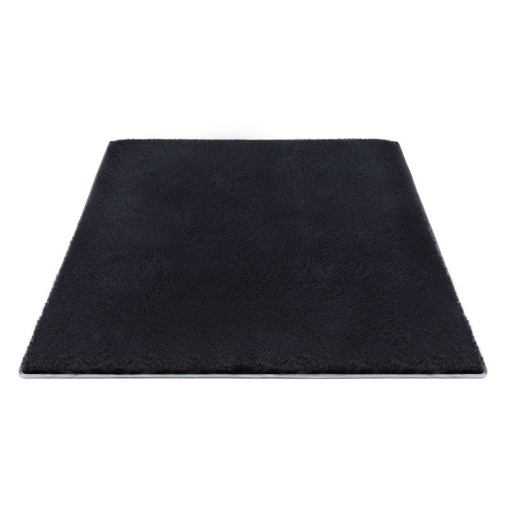 Artiss Floor Rug 200x290cm Plush Area Shaggy Rug Living Room Bedroom Carpet Black-Home &amp; Garden > Rugs > Floor Rugs-PEROZ Accessories